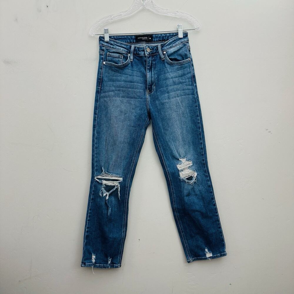 Just Black Medium Blue Distressed Flare Jeans